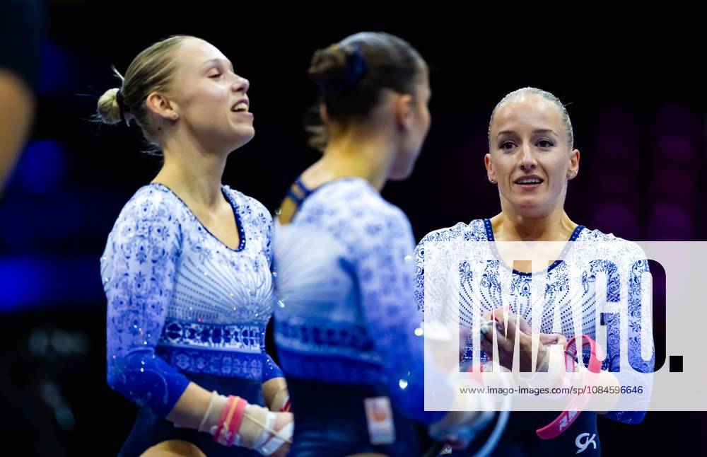 ROTTERDAM - Sanne Wevers, Vera van Pol and Sanna Veerman during podium training at the World Gymnastics Championships in Ahoy Rotterdam. IRIS VAN DEN BROEK ANP ANPxSportx IVx 572627588 originalFilename: 572627588