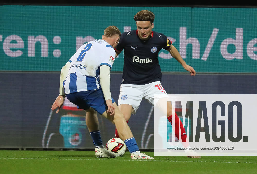 Julian Eitschberger (Hertha BSC Berlin), Jonas Therkelsen (Holstein Kiel) Fussball, Herren, Saison 2026 2027, 2.BL, Holstein Stadion, Holstein Kiel gegen Hertha BSC Berlin DFL REGULATIONS PROHIBIT ANY USE OF PHOTOGRAPHS AS IMAGE SEQUENCES AND OR QUASI-VIDEO.