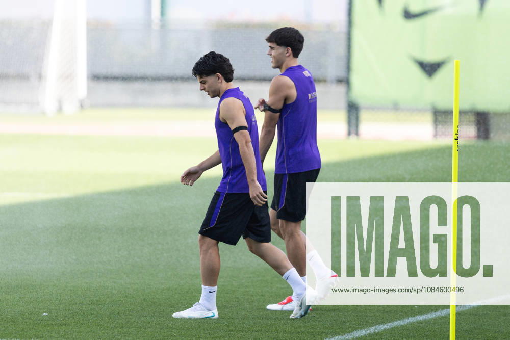 SANT JOAN DESPI, SPAIN - OCTOBER 16: Xavi Espart and Pau Cubarsi of FC Barcelona, Barca take part in a training session ahead of the LaLiga EA Sports match against Real Betis on October 16, 2026, at the Ciutat Esportiva Joan Gamper in Sant Joan Despi, Barcelona, Spain. FC Barcelona Train Ahead Of Real Betis Match - ZUMAs316 20261016_znp_s316_003