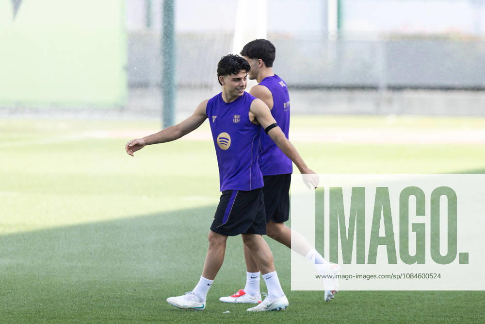 SANT JOAN DESPI, SPAIN - OCTOBER 16: Xavi Espart and Pau Cubarsi of FC Barcelona, Barca take part in a training session ahead of the LaLiga EA Sports match against Real Betis on October 16, 2026, at the Ciutat Esportiva Joan Gamper in Sant Joan Despi, Barcelona, Spain. FC Barcelona Train Ahead Of Real Betis Match - ZUMAs316 20261016_znp_s316_006