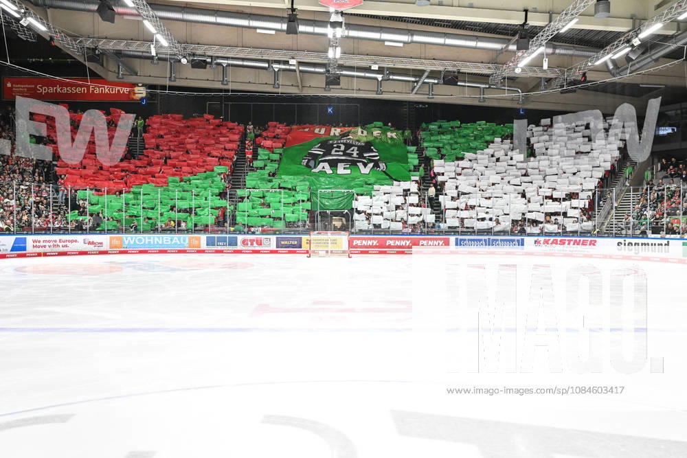 Penny DEL; Augsburger Panther - Adler Mannheim, 16.10.2026 AUGSBURG, GERMANY; 16. OCTOBER: im Bild die Choreographie der Panther Fans für T. J. TREVELYAN vor dem Match der Penny DEL zwischen den Augsburger Panthern und den Adler Mannheim am 9. Spieltag im Curt Frenzel Stadion