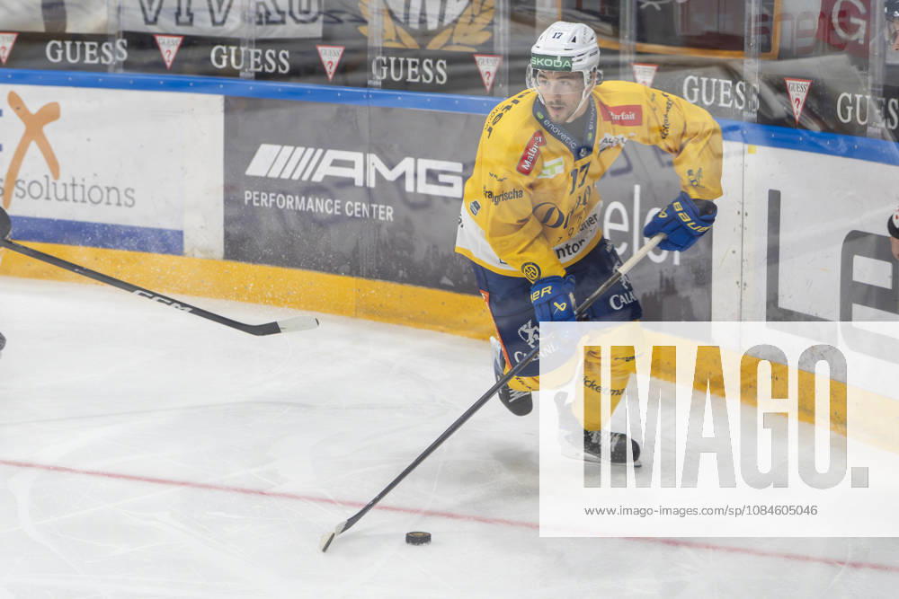 Ken Jager of Davos in action during the game between HC Lugano v HC Davos at the Corner Arena on October 16, 2026 in Lugano, Switzerland. Lugano Ticino Switzerland