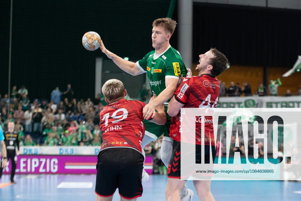 Handball, HBL2: SC DHfK Leipzig - ASV Hamm-Westfalen; 16.10.2026 Fritz-Leon Haake (6, SC DHfK Leipzig) in der Luft. Handball, 2. Bundesliga, Saison 2026 2027, 8. Spieltag: SC DHfK Leipzig vs. ASV Hamm-Westfalen am 16.10.2026 in der Quarterback Immobilien Arena Leipzig.
