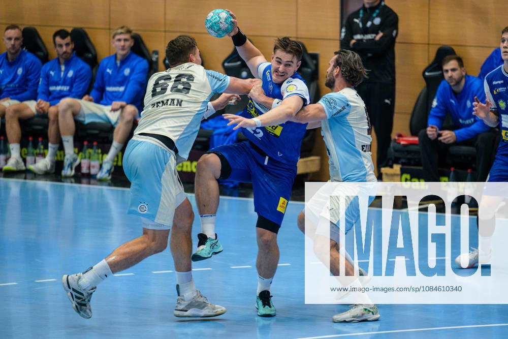 Felix Aellen (ThSV Eisenach, 22), Stepan Zeman (VfL Gummersbach, 66), Teitur Oern Einarsson (VfL Gummersbach, 14) GER, ThSV Eisenach gegen VfL Gummersbach, 1. Opel Handballbundesliga, Handball, 9.Spieltag, Saison 2026 2027, 20.00 Uhr, 16.10.2026 GER, ThSV Eisenach gegen VfL Gummersbach, 1. Opel Handballbundesliga, Handball, 9.Spieltag, Saison 2026 2027, 20.00 Uhr, 16.10.2026 Eisenach