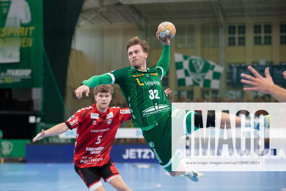 Handball, HBL2: SC DHfK Leipzig - ASV Hamm-Westfalen; 16.10.2026 Franz Semper (32, SC DHfK Leipzig). Handball, 2. Bundesliga, Saison 2026 2027, 8. Spieltag: SC DHfK Leipzig vs. ASV Hamm-Westfalen am 16.10.2026 in der Quarterback Immobilien Arena Leipzig.