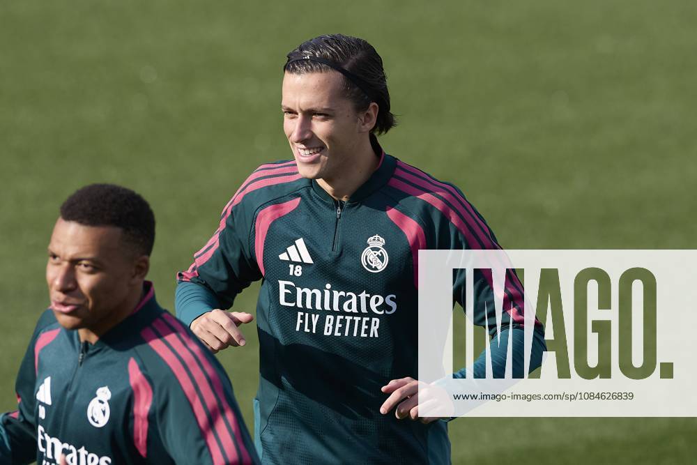 Alvaro Carreras (Real Madrid CF) is seen in action during a training session on the eve of the LaLiga EA SPORTS 2026 2027 match between Real Madrid CF and Sevilla FC..Real Madrid CF is holding its final training session and press conference, PK, Pressekonferenz ahead of its ninth LaLiga game. LaLiga EA SPORTS 2026 2027 - Real Madrid CF Press Conference And Training Session In Madrid, Spain - 17 Oct 2026 - ZUMAs197 20261017_aaa_s197_040