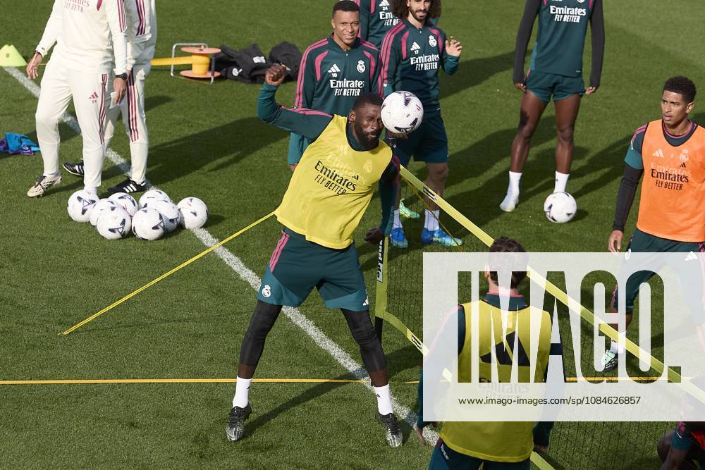 Antonio Rudiger (Real Madrid CF) is seen in action during a training session on the eve of the LaLiga EA SPORTS 2026 2027 match between Real Madrid CF and Sevilla FC..Real Madrid CF is holding its final training session and press conference, PK, Pressekonferenz ahead of its ninth LaLiga game. LaLiga EA SPORTS 2026 2027 - Real Madrid CF Press Conference And Training Session In Madrid, Spain - 17 Oct 2026 - ZUMAs197 20261017_aaa_s197_050