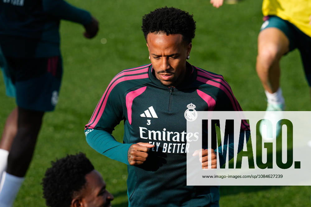 Eder Militao during the training day of Real Madrid ahead the Spanish League, LaLiga EA Sports, football match against Sevilla FC at Ciudad Deportiva Real Madrid on October 17, 2026, in Valdebebas, Madrid, Spain. Real Madrid Training And press conference, PK, Pressekonferenz - LaLiga Ea Sports - ZUMAa181 20261017_zaa_a181_048