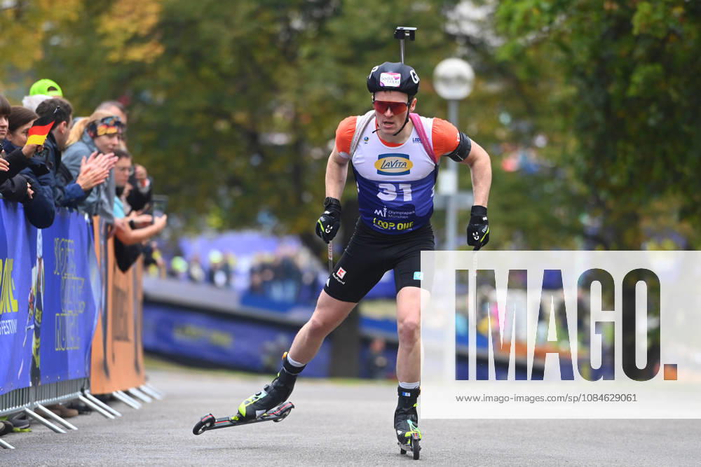 Lucas FRATZSCHER (GER), Aktion. Loop One-Biathlon Opening Festival im Olympiapark in Muenchen am 17.10.2026.
