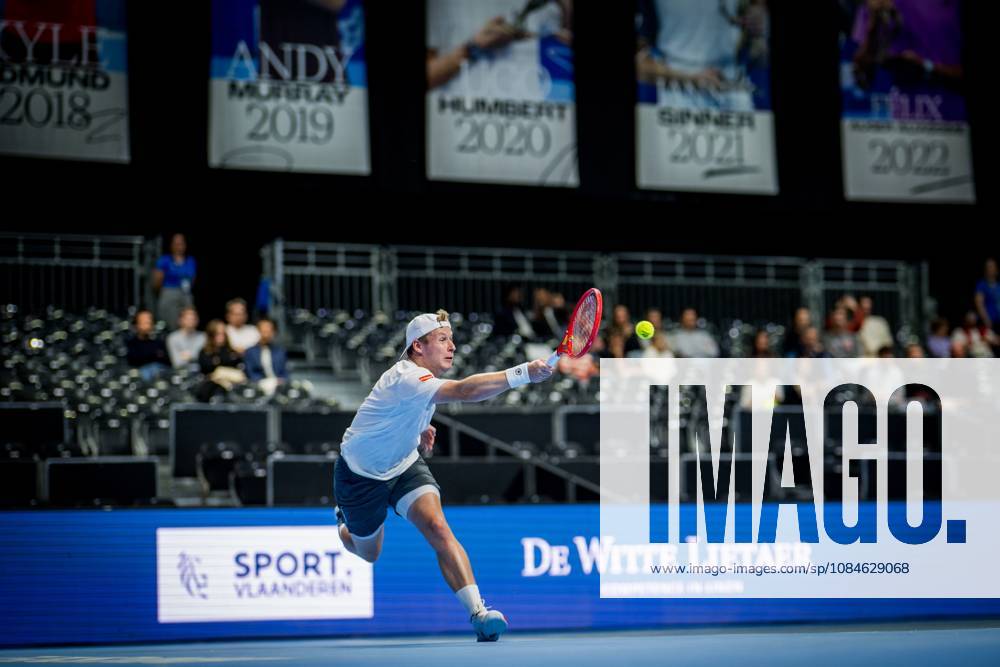 Gauthier Onclin of Belgium pictured in action during the European Open ATP, Tennis Herren tennis tournament in Brussels, on Saterday 17 October. This year s edition of the tournament is taking place from 17 to 25 October JASPERxJACOBS x190069739x