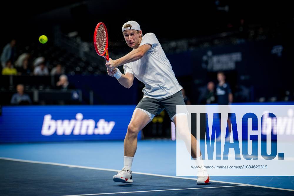 Gauthier Onclin of Belgium pictured in action during the European Open ATP, Tennis Herren tennis tournament in Brussels, on Saterday 17 October. This year s edition of the tournament is taking place from 17 to 25 October JASPERxJACOBS x190069758x