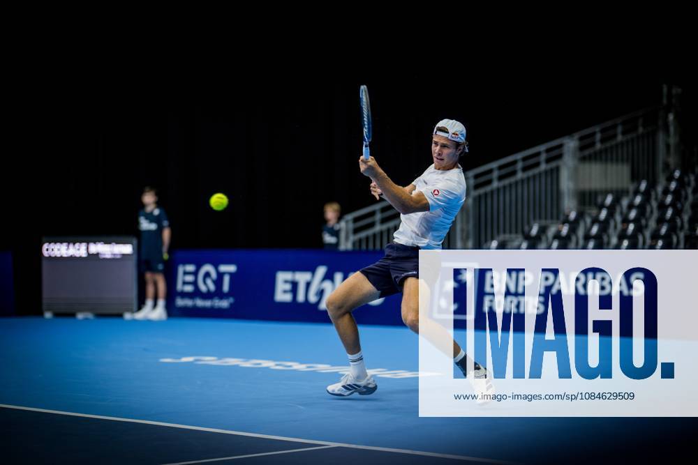Joel Schwaerzler of Austria pictured in action during the European Open ATP, Tennis Herren tennis tournament in Brussels, on Saterday 17 October. This year s edition of the tournament is taking place from 17 to 25 October JASPERxJACOBS x190069988x