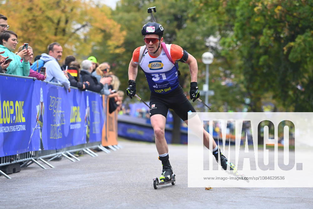 Lucas FRATZSCHER (GER), Aktion. Loop One-Biathlon Opening Festival im Olympiapark in Muenchen am 17.10.2026.