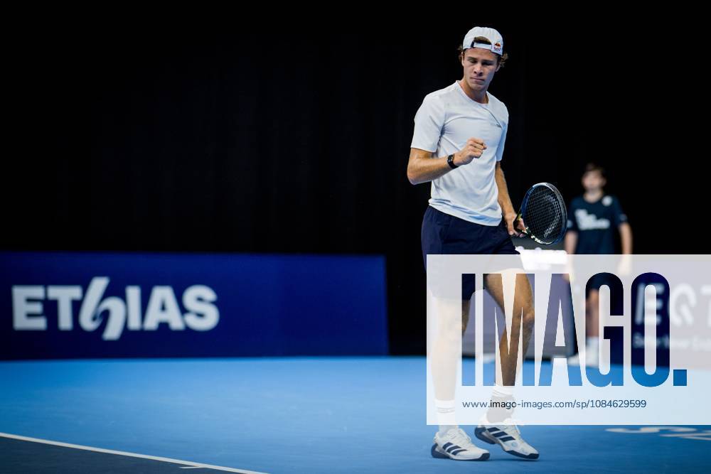 Joel Schwaerzler of Austria pictured in action during the European Open ATP, Tennis Herren tennis tournament in Brussels, on Saterday 17 October. This year s edition of the tournament is taking place from 17 to 25 October JASPERxJACOBS x190070029x