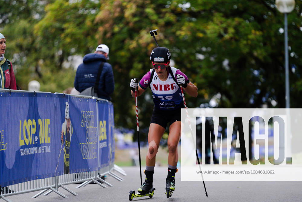 GER, Biathlon, Frauen, IBU Biathlon Loop One Festival 2026, Saison 2026 2027, Super Sprint Qualifikation Damen Dunja Zdouc ( AUT, 16 ) im Anstieg München Olympiapark Bayern Deutschland
