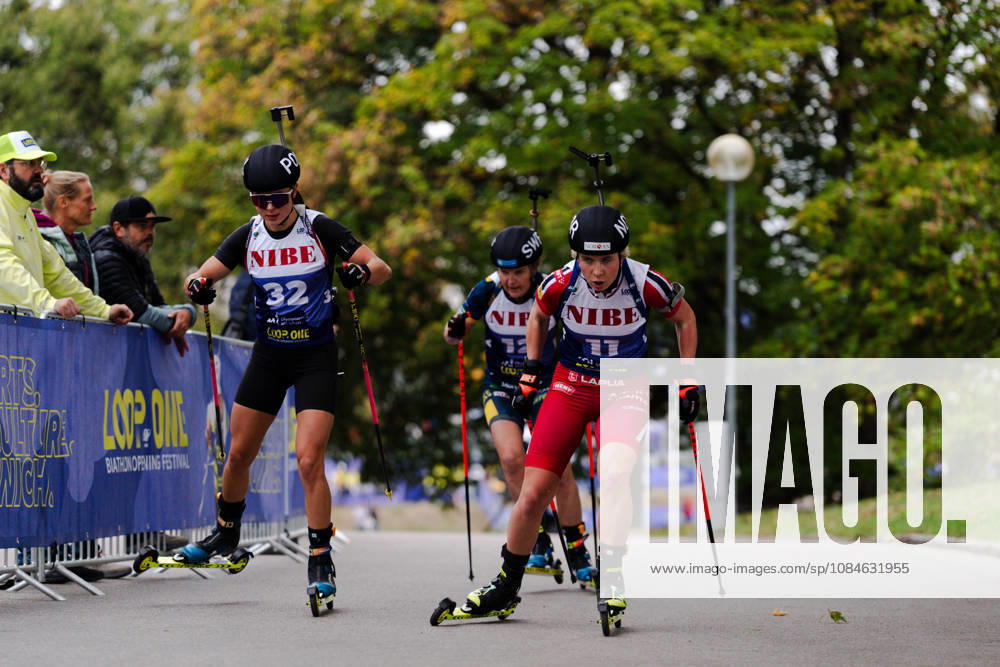 GER, Biathlon, Frauen, IBU Biathlon Loop One Festival 2026, Saison 2026 2027, Super Sprint Qualifikation Damen Kamila Zuk ( POL, 32 ), Gro Randby ( NOR, 11 ), Johanna Skottheim ( SWE, 12 ) im Duell München Olympiapark Bayern Deutschland