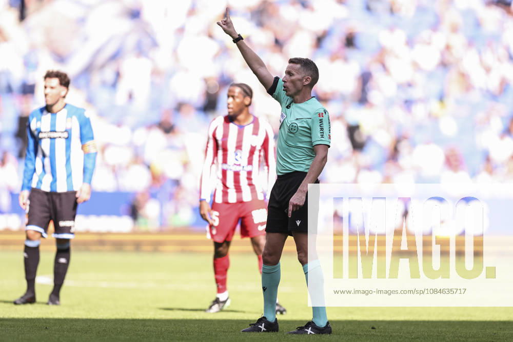Alejandro Hernandez, referee of the match, gestures during the Spanish league, LaLiga EA Sports, football match played between RCD Espanyol and Atletico de Madrid at RCDE Stadium on October 17, 2026 in Cornella, Spain. RCD Espanyol V Atletico De Madrid - LaLiga EA Sports - ZUMAa181 20261017_zaa_a181_131