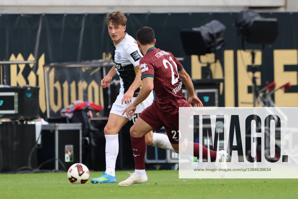 Fussball, Herren, 1. Bundesliga, Saison 2026 2027, SV 07 Elversberg - FC Augsburg, Lukas Petkov (SV 07 Elversberg), Arijon Ibrahimovic (FC Augsburg) Elversberg Ursapharm-Arena an der Kaiserlinde Saarland Deutschland (DEU)