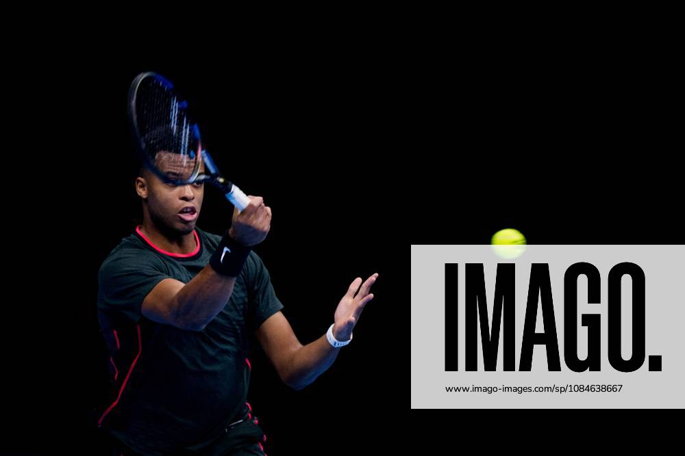 Giovanni Mpetshi Perricard of France pictured in action during the European Open ATP, Tennis Herren tennis tournament in Brussels, on Saterday 17 October. This year s edition of the tournament is taking place from 17 to 25 October JASPERxJACOBS x190081606x