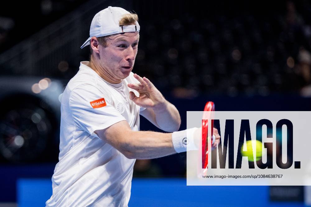 Gauthier Onclin of Belgium pictured in action during the European Open ATP, Tennis Herren tennis tournament in Brussels, on Saterday 17 October. This year s edition of the tournament is taking place from 17 to 25 October JASPERxJACOBS x190081664x