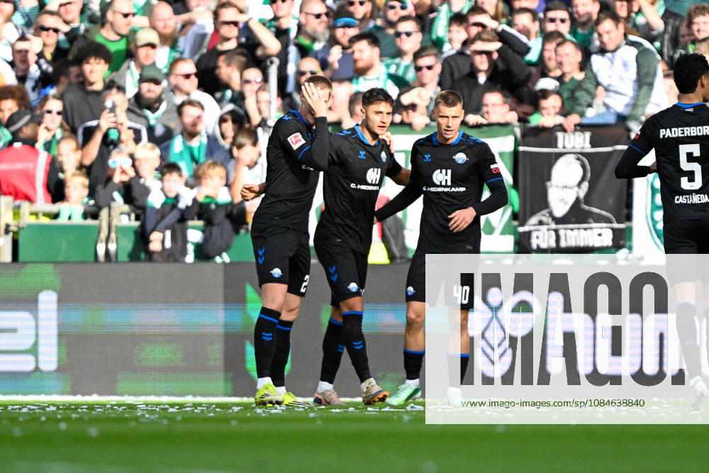 1. Bundesliga: SV Werder Bremen - SC Paderborn 07 am 17.10.2026 im Weserstadion in Bremen Jubel, Torjubel, Torschuetze, Torschütze Stefano Marino (Paderborn) jubelt nach seinem Tor zum 0:1.