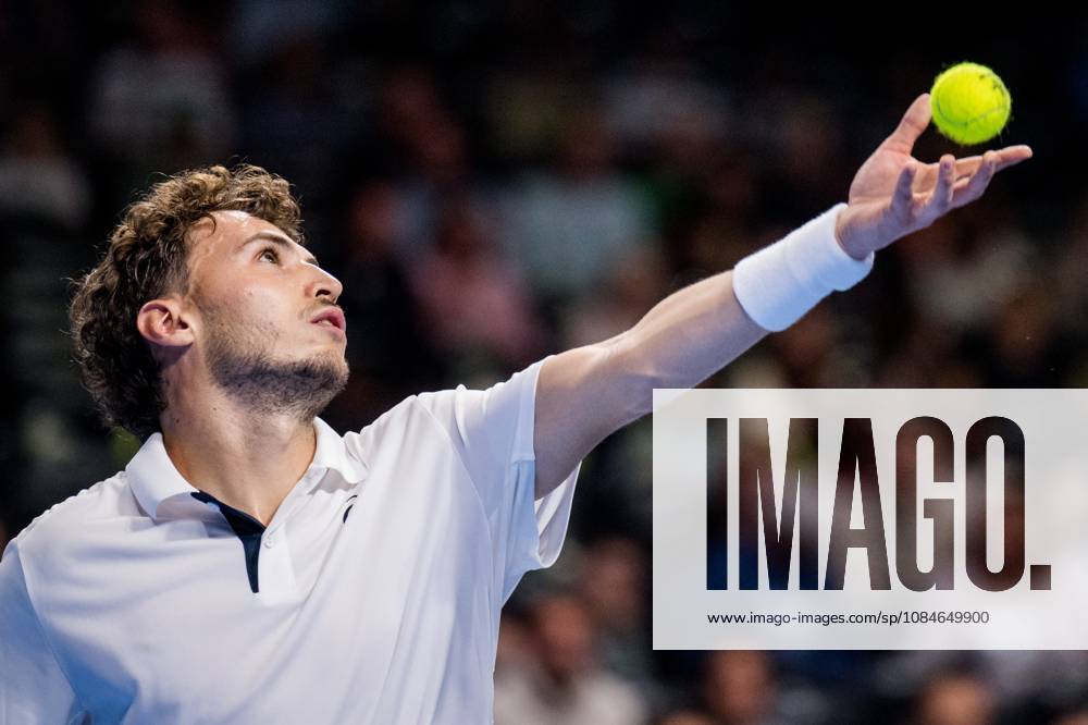 Clement Chidekh of France pictured in action during the European Open ATP, Tennis Herren tennis tournament in Brussels, on Saterday 17 October. This year s edition of the tournament is taking place from 17 to 25 October JASPERxJACOBS x190089403x