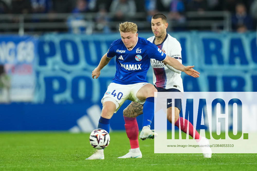 RC Strasbourg Alsace v Paris Saint-Germain - Ligue 1 McDonald s 2026 2027 Conrad HARDER of Strasbourg and Lucas HERNANDEZ of Paris Saint Germain during Ligue 1 McDonald s match between Strasbourg and Paris at Stade de la Meinau on October 17, 2026 in Strasbourg, France. Strasbourg France