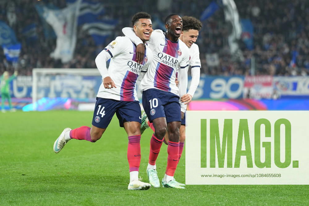 RC Strasbourg Alsace v Paris Saint-Germain - Ligue 1 McDonald s 2026 2027 Desire DOUE of Paris Saint Germain Ousmane DEMBELE of Paris Saint Germain and Maghnes AKLIOUCHE of Paris Saint Germain during Ligue 1 McDonald s match between Strasbourg and Paris at Stade de la Meinau on October 17, 2026 in Strasbourg, France. Strasbourg France