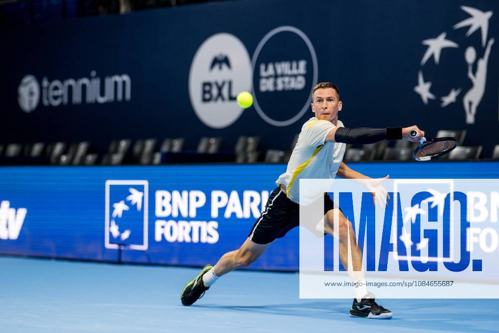 Kimmer Coppejans of Belgium pictured in action during the European Open ATP, Tennis Herren tennis tournament in Brussels, on Saterday 17 October. This year s edition of the tournament is taking place from 17 to 25 October JASPERxJACOBS x190095527x