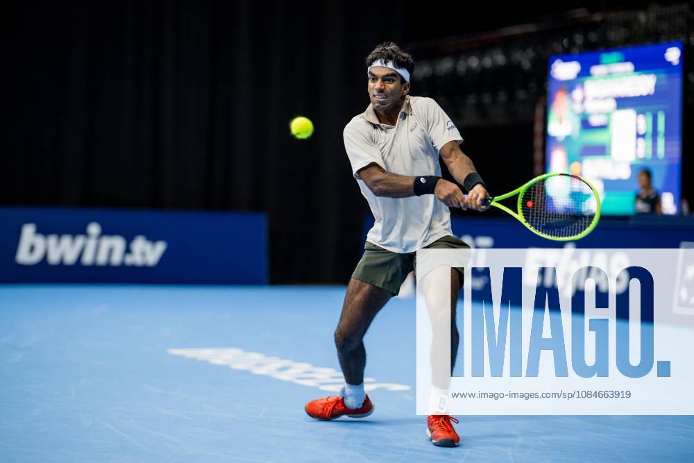 Nishesh Basavareddy of the United States pictured in action during the European Open ATP, Tennis Herren tennis tournament in Brussels, on Saterday 17 October. This year s edition of the tournament is taking place from 17 to 25 October JASPERxJACOBS x190102566x