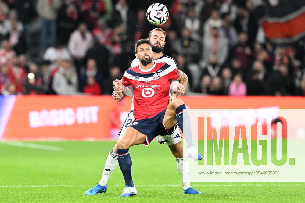 Lille OSC vs Brest Olivier Giroud (9) of Lille and Lucas Tousart (29) of Brest pictured during the French Mc Donalds Ligue 1 season 2026 - 2027 matchday 7 game between Lille OSC and Stade Brest on October 17 , 2026 in Lille, France. (Photo by Jill Delsaux Isosport) Lille France
