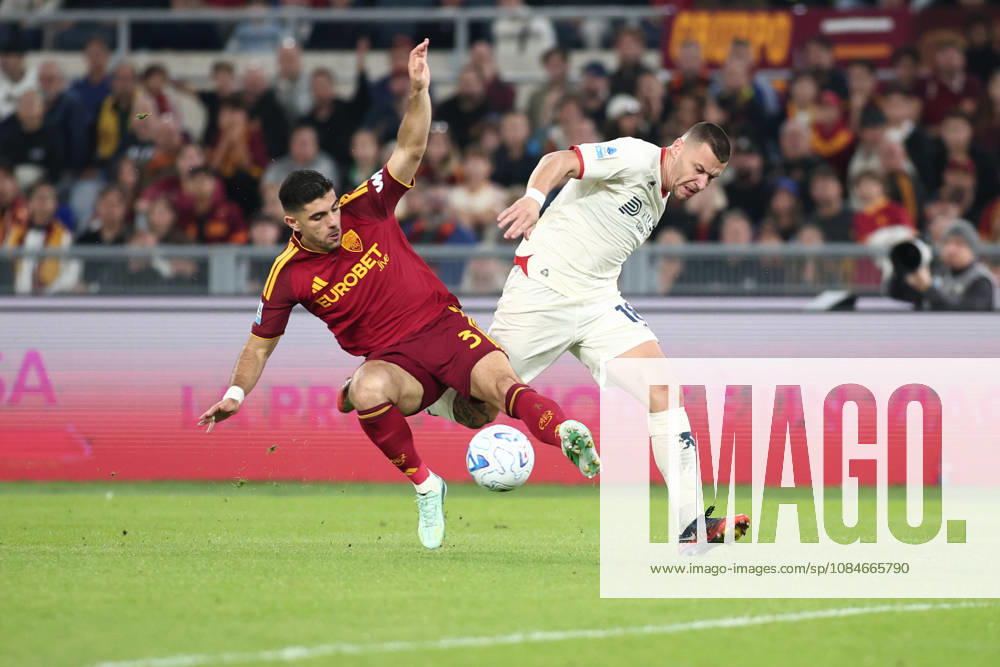 IPA89817249 - Konstantinos Koulierakis of Associazione Sportiva Roma is in action during the 2026 2027 Serie A match between A.S. Roma and Genoa Cricket and Football Club at the Stadio Olimpico in Rome, Italy.