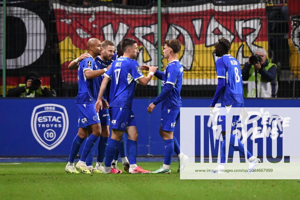 ESTAC Troyes v RC Lens - Ligue 1 McDonald s 2026 2027 Team Troyes celebrate the second goal during Ligue 1 McDonald s match between Troyes and Lens at Stade de l Aube on October 17, 2026 in Troyes, France. Troyes France