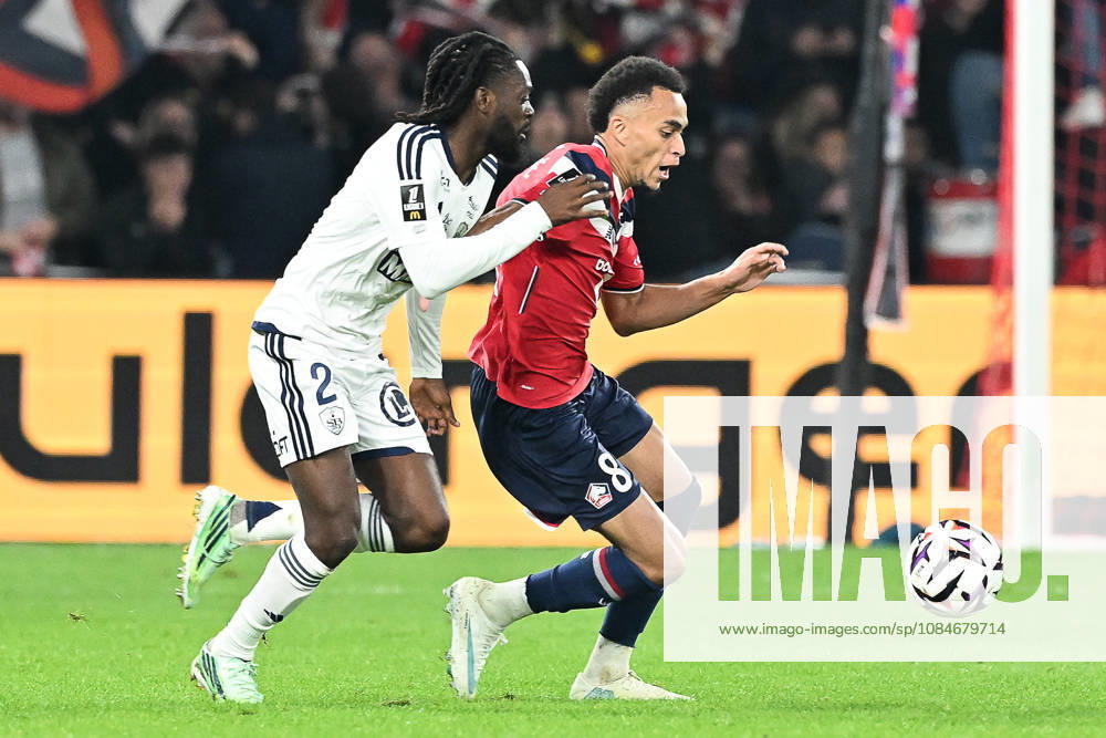 Lille OSC vs Brest Bradly Locko (2) of Brest and Ethan Mbappe (8) of Lille pictured during the French Mc Donalds Ligue 1 season 2026 - 2027 matchday 7 game between Lille OSC and Stade Brest on October 17 , 2026 in Lille, France. (Photo by Jill Delsaux Isosport) Lille France