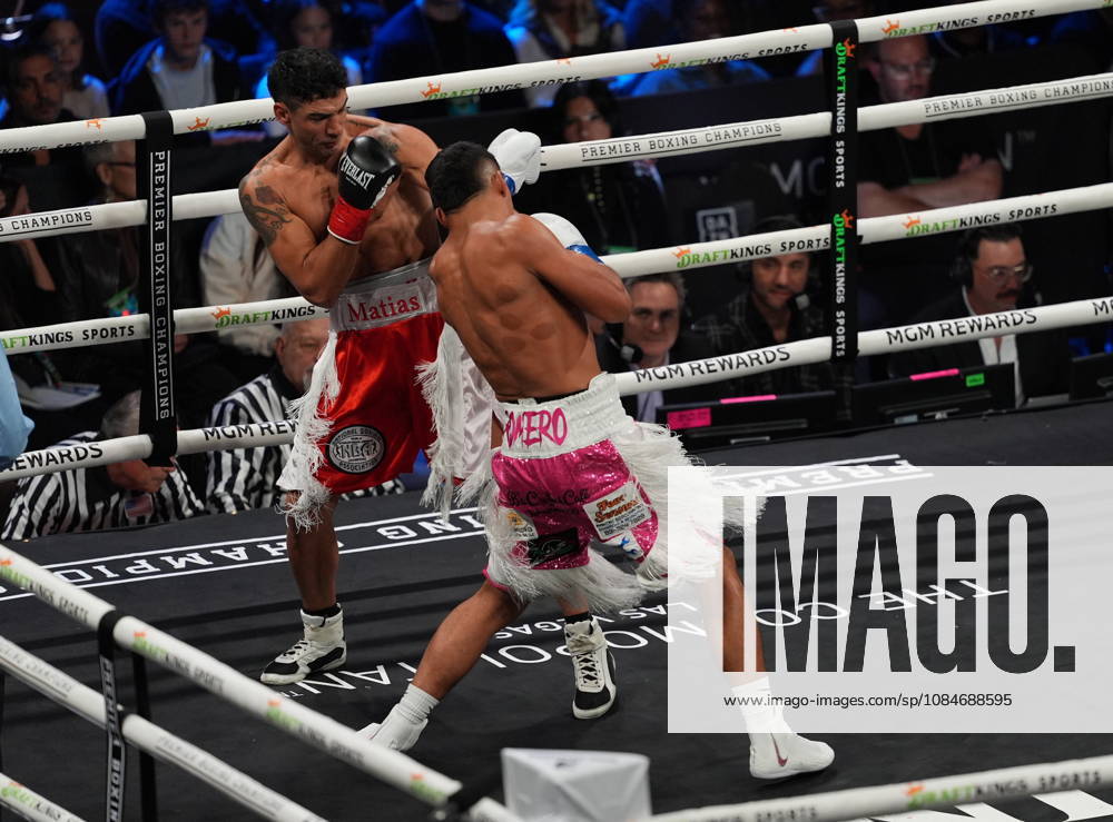 BOXING: Marco Romero vs Matias Ferreira in Las Vegas LAS VEGAS, NEVADA - OCTOBER 17: Marco Romero (in pink&white short) knock Matias Ferreira (in red&white short) out in the first round of 8 during their super middleweight fight on Saturday night at the Chelsea of The Cosmopolitan in Las Vegas, Nevada, United States on October 17, 2026. Tayfun Coskun Anadolu Nevada United States. Editorial use only. Please get in touch for any other usage.