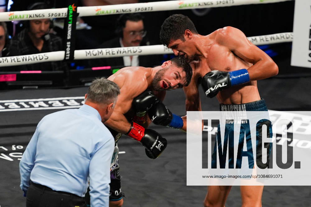 BOXING: Sebastian Fundora vs Ermal Hadribeaj in Las Vegas LAS VEGAS, NEVADA, UNITED STATES - OCTOBER 17: Sebastian Fundora (blue) defeats Ermal Hadribeaj (red) during their WBC super welterweight World Championship, WM, Weltmeisterschaft title on Saturday night at the Chelsea of The Cosmopolitan in Las Vegas, Nevada, United States on October 17, 2026. Tayfun Coskun Anadolu Nevada United States. Editorial use only. Please get in touch for any other usage.