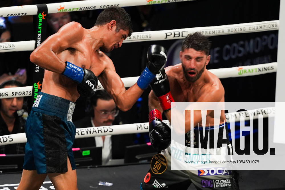 BOXING: Sebastian Fundora vs Ermal Hadribeaj in Las Vegas LAS VEGAS, NEVADA, UNITED STATES - OCTOBER 17: Sebastian Fundora (blue) defeats Ermal Hadribeaj (red) during their WBC super welterweight World Championship, WM, Weltmeisterschaft title on Saturday night at the Chelsea of The Cosmopolitan in Las Vegas, Nevada, United States on October 17, 2026. Tayfun Coskun Anadolu Nevada United States. Editorial use only. Please get in touch for any other usage.