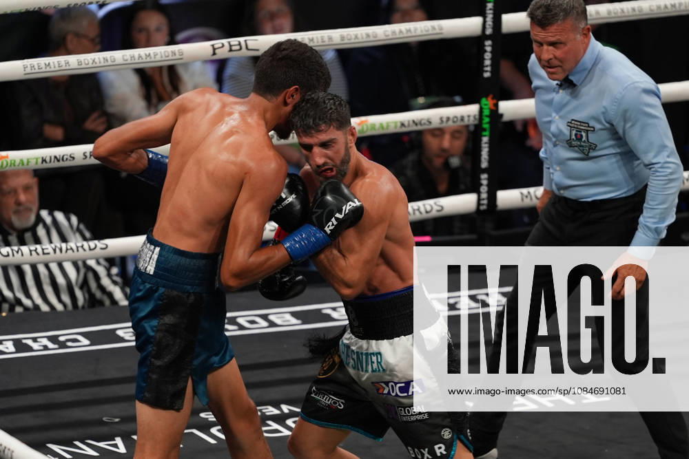 BOXING: Sebastian Fundora vs Ermal Hadribeaj in Las Vegas LAS VEGAS, NEVADA, UNITED STATES - OCTOBER 17: Sebastian Fundora (blue) defeats Ermal Hadribeaj (red) during their WBC super welterweight World Championship, WM, Weltmeisterschaft title on Saturday night at the Chelsea of The Cosmopolitan in Las Vegas, Nevada, United States on October 17, 2026. Tayfun Coskun Anadolu Nevada United States. Editorial use only. Please get in touch for any other usage.