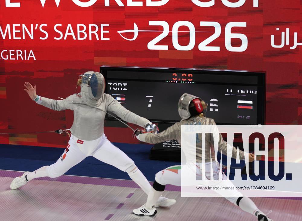 FIE Fencing World Cup in Algeria ORAN, ALGERIA - OCTOBER 18: French fencer Toscane Tori (R) competes against Bulgaria s Yoana Ilieva (L) during the women s individual sabre final at the Fencing World Cup at the Miloud Hadefi Olympic Complex in Oran, Algeria, on October 18, 2026. Tori defeats Ilieva 15-12 to claim her first career World Cup title. Farouk Batiche Anadolu Oran Algeria. Editorial use only. Please get in touch for any other usage.