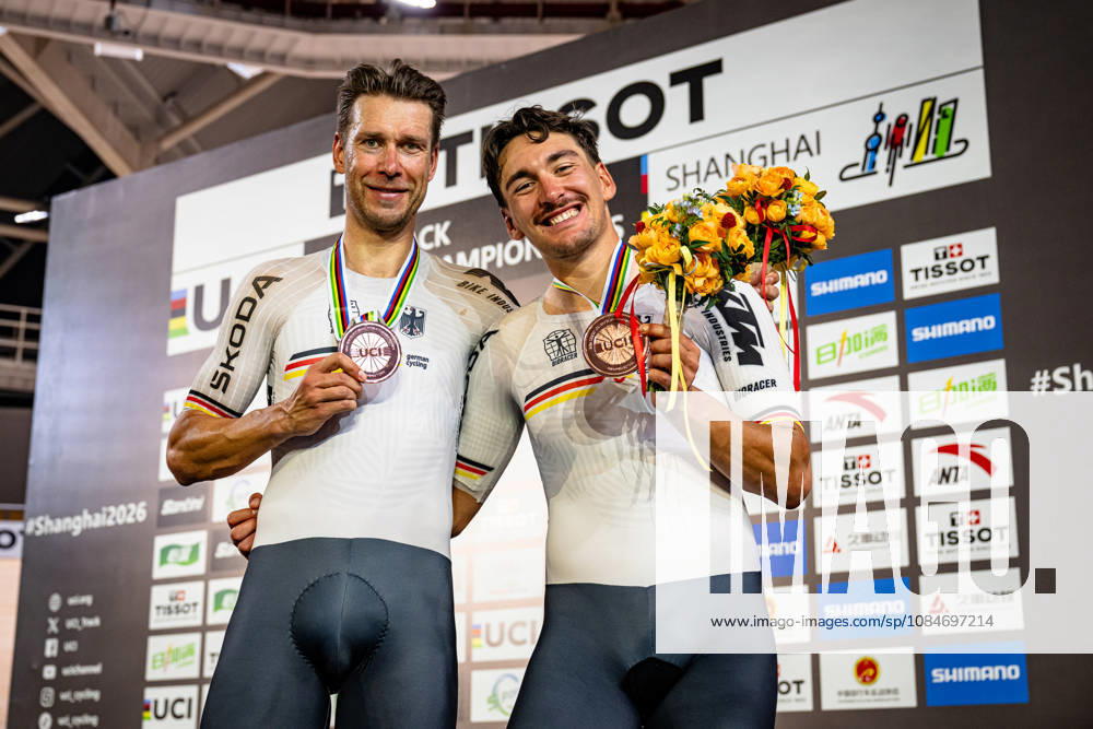 KLUGE Roger, AUGENSTEIN Moritz: UCI Track cycling, Rad, Radsport, Bahnrad, Bahn World Championships 2026 KLUGE Roger - AUGENSTEIN Moritz ( GER ) Germany Querformat - quer - horizontal - Landscape - Event Veranstaltung: UCI Track Cycling World Championships 2026 - Category Kategorie: Cycling - Track Cycling World Championships - Elite Men - Location Ort: Asia - China - Shanghai - Chongming - Shanghai Velodrome - Discipline: Madison - Distance: 50 km - Date Datum: 18.10.2026 Sunday Day 5 -