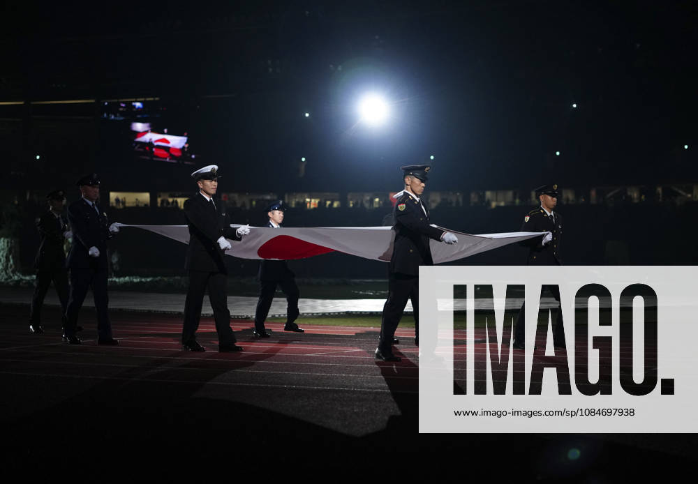 (261018) -- NAGOYA, Oct. 18, 2026 -- The Japanese national flag is carried during the opening ceremony of the Aichi-Nagoya Asian Para Games in Nagoya, Japan, Oct. 18, 2026. ) (SP)JAPAN-NAGOYA-ASIAN PARA GAMES-OPENING CEREMONY JiaxHaocheng