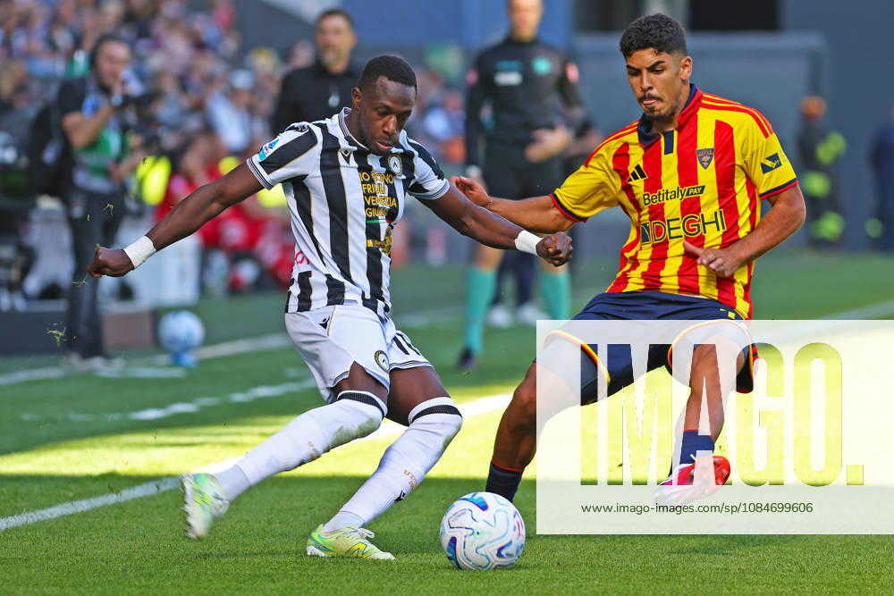 Udinese’s Hassane Kamara fights for the ball with Lecce’s danilo veiga during the Serie A soccer match between Udinese and Lecce at the Friuli Stadium in Udine, north east Italy - October 18, 2026. - Soccer