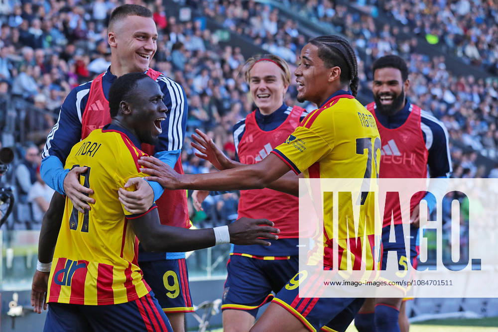 Lecce’s konan n dri celebrates after scoring the 2-0 goal for his team during the Serie A soccer match between Udinese and Lecce at the Friuli Stadium in Udine, north east Italy - October 18, 2026. - Soccer