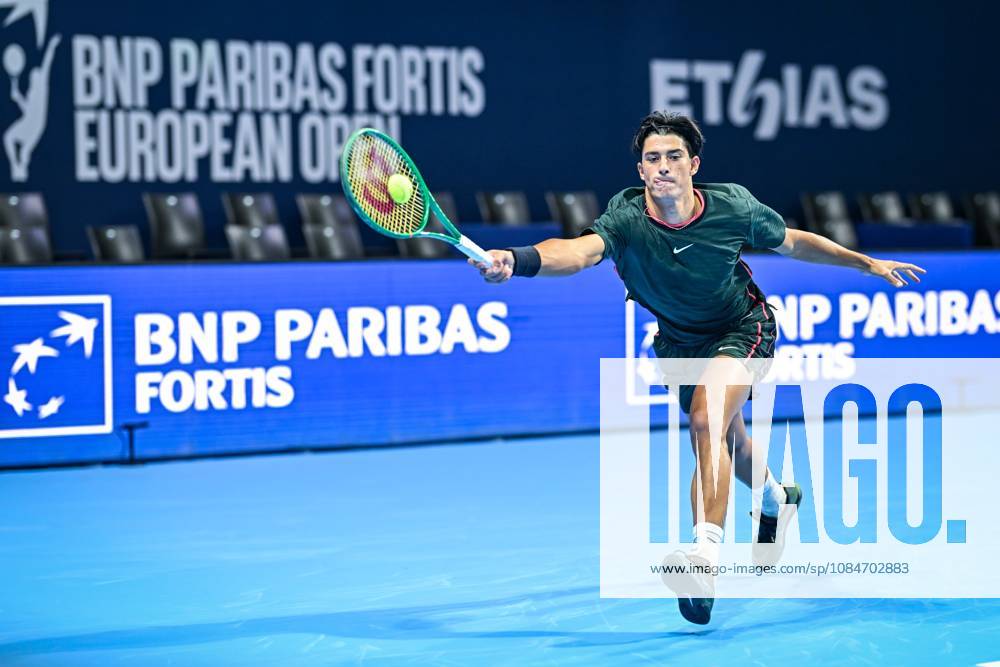 Federico Cina of Italy is pictured in action during the European Open ATP, Tennis Herren tennis tournament in Brussels, on Saturday 18 October. This year s edition of the tournament is taking place from 17 to 25 October DAVIDxPINTENS x190193297x