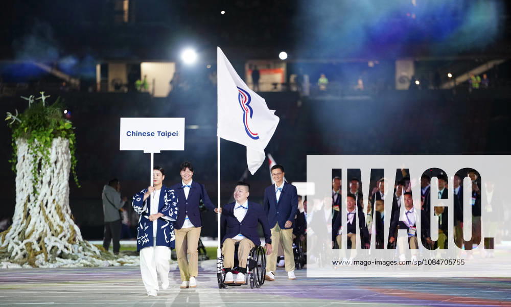 (261018) -- NAGOYA, Oct. 18, 2026 -- The delegation of Chinese Taipei parades into the stadium during the opening ceremony of the Aichi-Nagoya Asian Para Games in Nagoya, Japan, Oct. 18, 2026. ) (SP)JAPAN-NAGOYA-ASIAN PARA GAMES-OPENING CEREMONY JiaxHaocheng