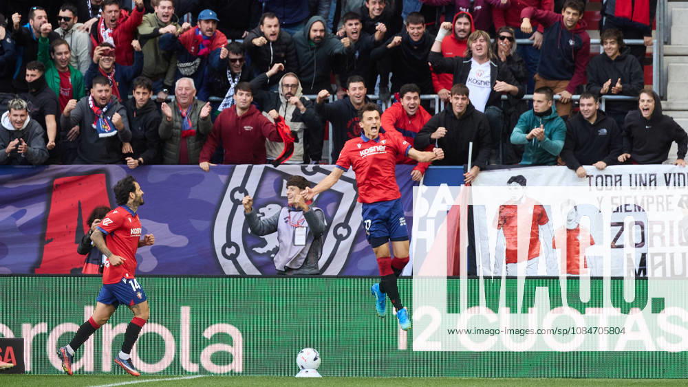 LaLiga EASports 2026 27 CA Osasuna v Racing de Santander Ante Budimir (17. OSA) (L) and Ruben Garcia (14. OSA) (R) celebrate the goal scored by Ante Budimir (17. OSA) for CA Osasuna (1-0) during the football match of LaLiga EA Sports between CA Osasuna and Racing de Santander played at El Sadar stadium in Pamplona (Spain) on Oct 18 2026. Credit: Inigo Alzugaray Agencia LOF Pamplona LaLiga EASports 2026 27 CA Osasuna v Racing de Santander
