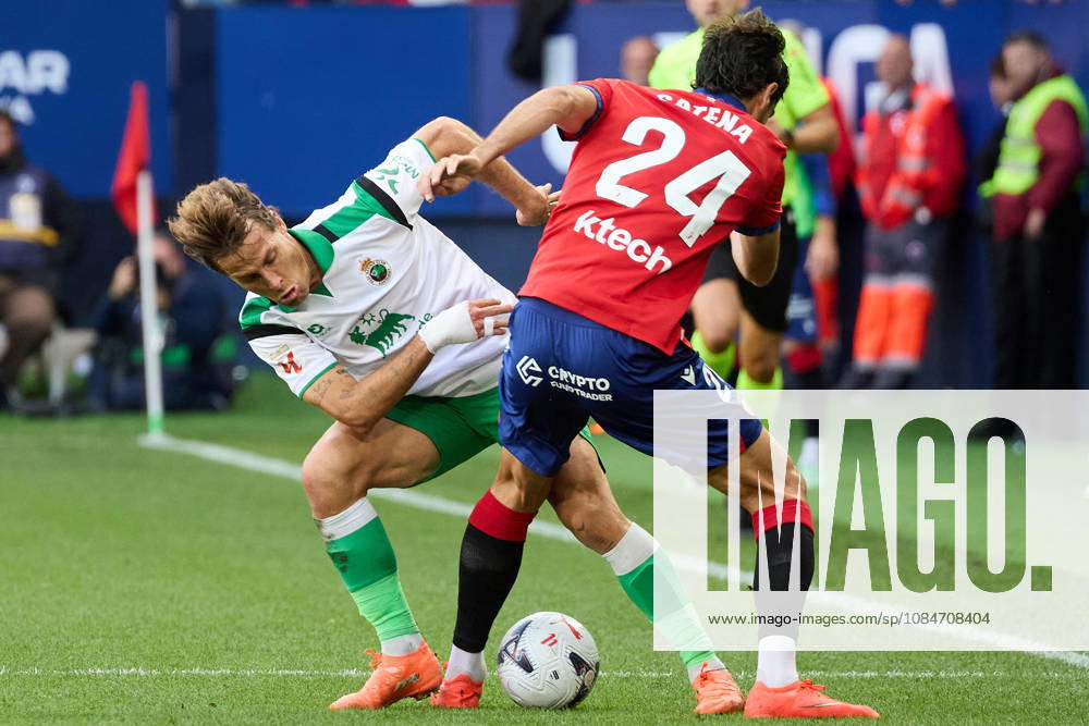 LaLiga EASports 2026 27 CA Osasuna v Racing de Santander Sergio Canales (20. RAC) (L) and Alejandro Catena (24. OSA) (R) battle for the ball during the football match of LaLiga EA Sports between CA Osasuna and Racing de Santander played at El Sadar stadium in Pamplona (Spain) on Oct 18 2026. Credit: Inigo Alzugaray Agencia LOF Pamplona LaLiga EASports 2026 27 CA Osasuna v Racing de Santander