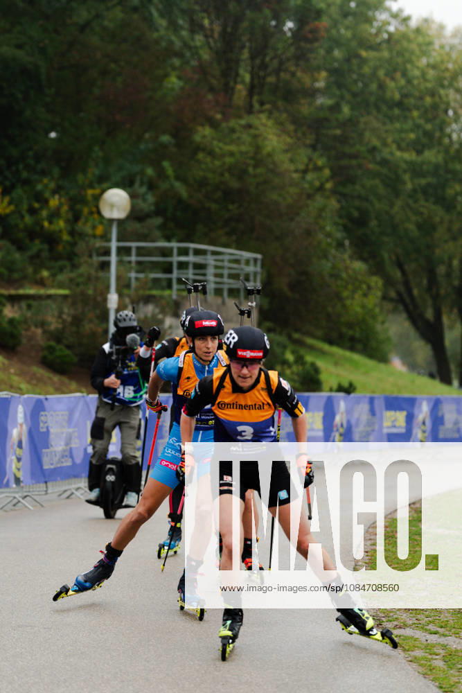 GER, Biathlon, Frauen, IBU Biathlon Loop One Festival 2026, Saison 2026 2027, Super Sprint Qualifikation Damen Heat 1-4 Janina Hettich-Walz ( DEU, 3 ), Lisa Vittozzi ( ITA, 1 ) in Führung München Olympiapark Bayern Deutschland