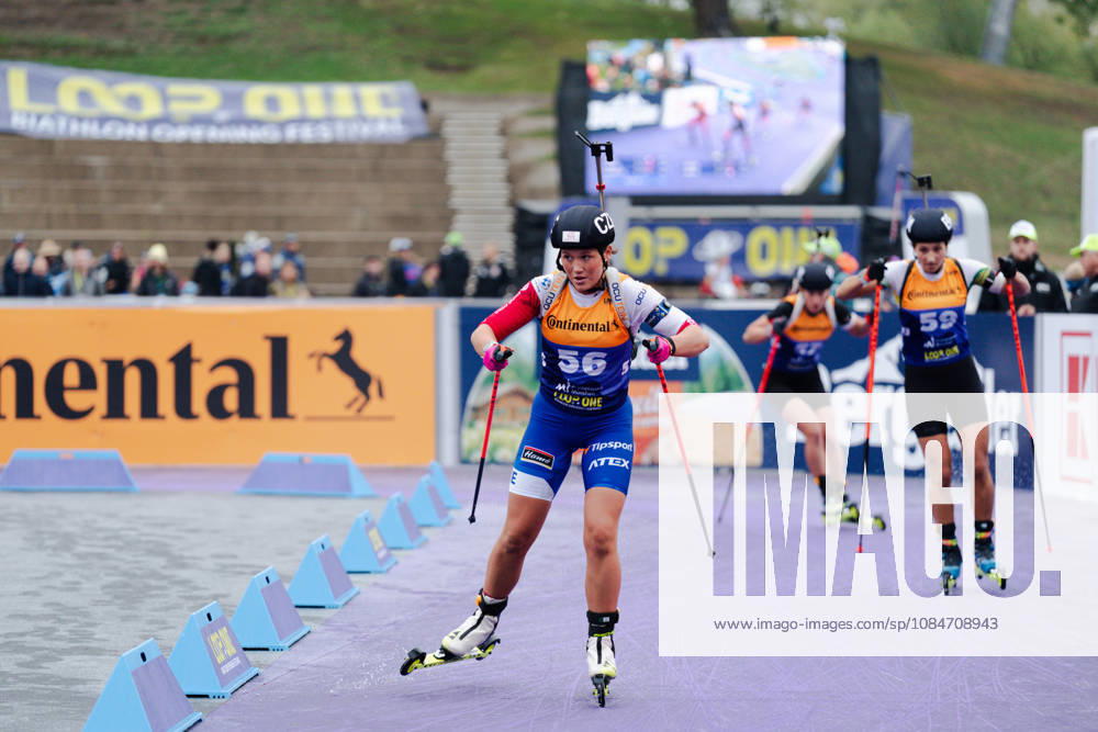 GER, Biathlon, Frauen, IBU Biathlon Loop One Festival 2026, Saison 2026 2027, Super Sprint Qualifikation Damen Heat 1-4 Heda Mikolasova ( CZE, 56 ), Gaia Brunello ( BRA, 59 ) in der Strafrunde München Olympiapark Bayern Deutschland