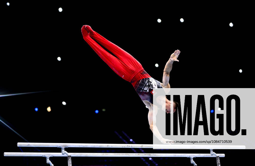 Netherlands Artistic Gymnastics World Championships Qualifiers 9267404 18.10.2026 Switzerland s Florian Langenegger competes on the parallel bars during the men s qualification of the 2026 World Artistic Gymnastics Championships in Rotterdam, the Netherlands. Alexey Filippov Sputnik Rotterdam Netherlands